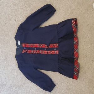 Patachou - Navy w/ Red & Green Plaid Detailing Dress | 12M